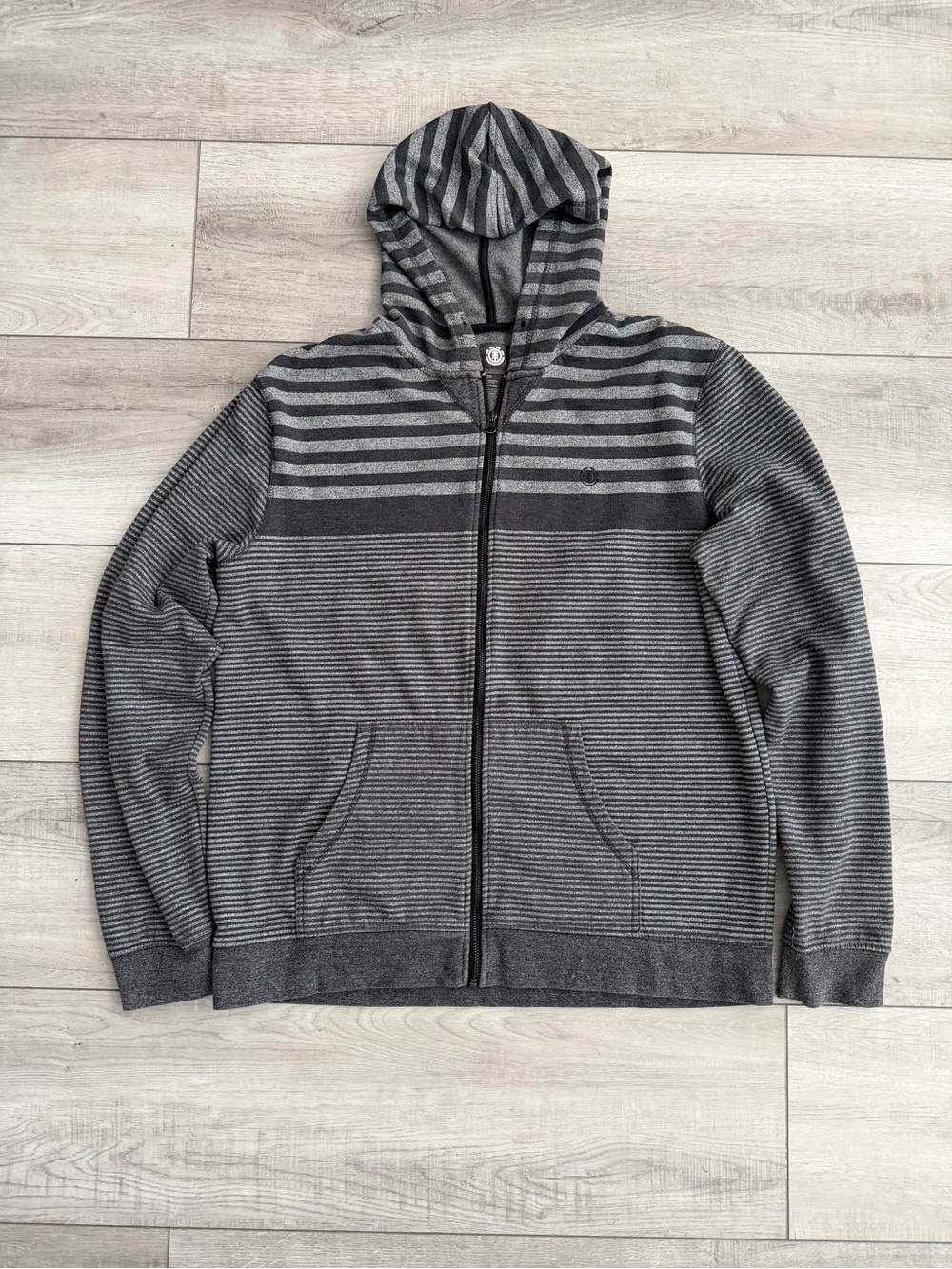 Element Men's Charcoal and Light Gray Striped Zip-Up Hoodie